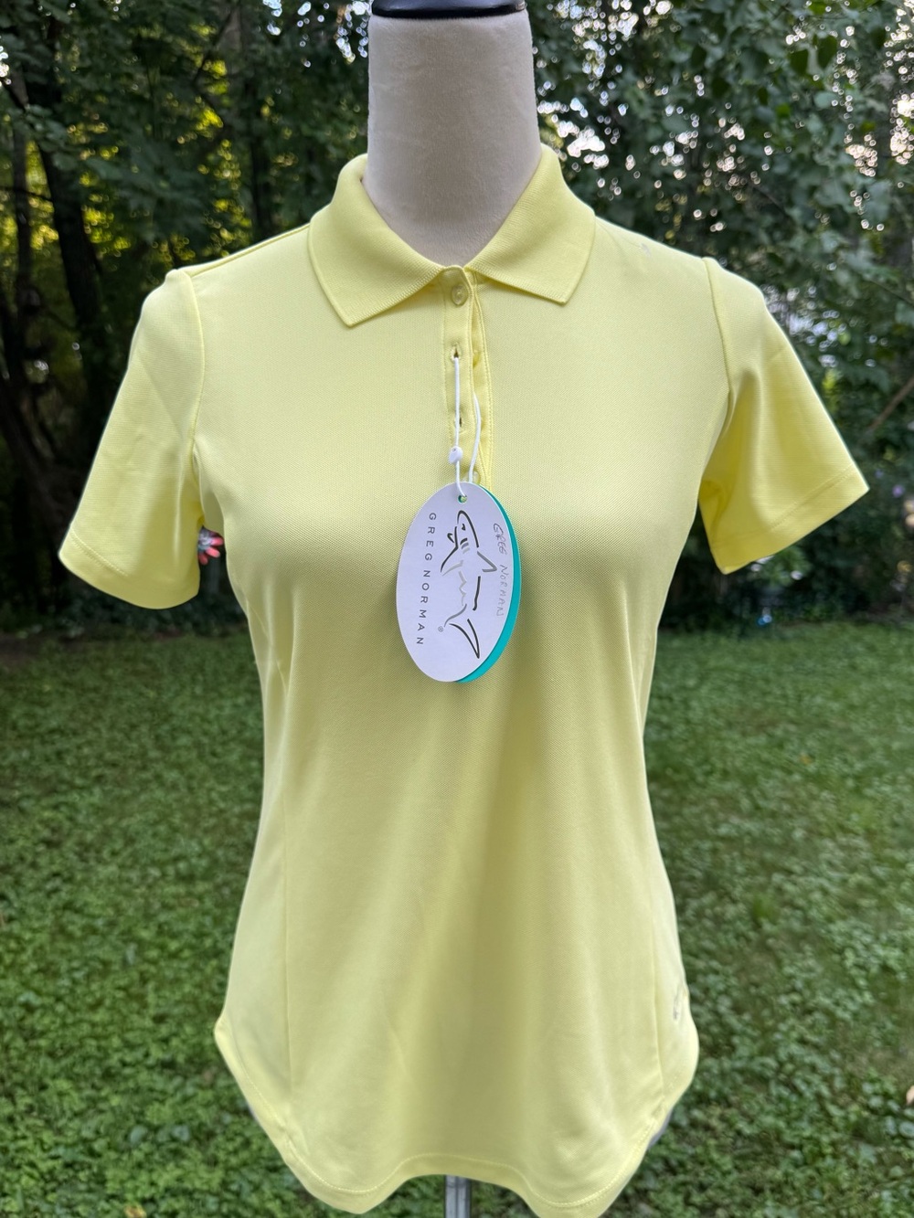 Greg Norman Women's Short Sleeve Polo Golf Shirt Yellow Sz S/P NEW WITH TAGS